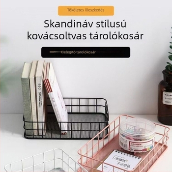 Kovácsolt vasból készült asztali rendező kosár nassolnivalók és kozmetikumok tárolására, hörcsögfészek, konyhai és otthoni rendszerezés, lányoknak