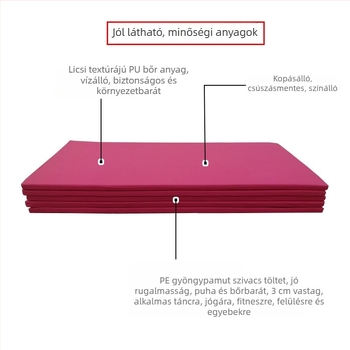 Gyermekeknek szóló torna- és jóga matrac – vastag, csúszásmentes PU anyagból, 120×60×3 cm