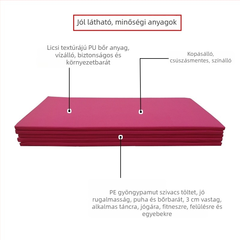 Gyermekeknek szóló torna- és jóga matrac – vastag, csúszásmentes PU anyagból, 120×60×3 cm