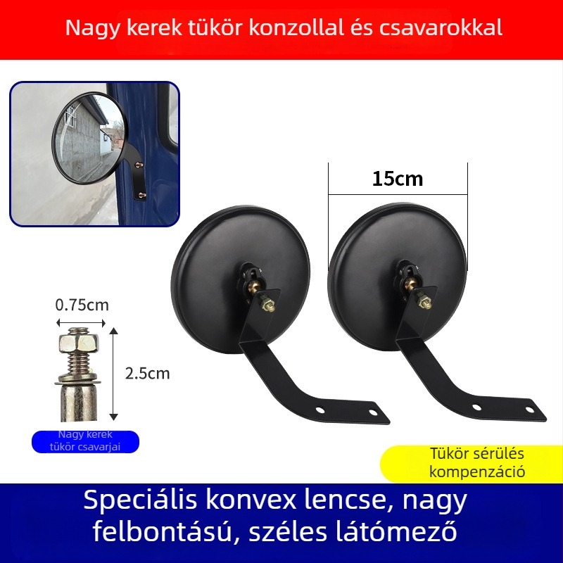 Elektromos tricikli és lakókocsi hátratekintő tükrök készlet — Nagy kör alakú tükör, Kis kör alakú tükör, Konvex tükör, Négykerekes reflektor