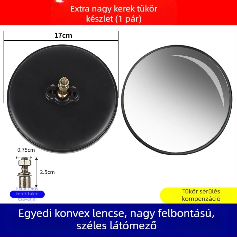 Elektromos tricikli és lakókocsi hátratekintő tükrök készlet — Nagy kör alakú tükör, Kis kör alakú tükör, Konvex tükör, Négykerekes reflektor
