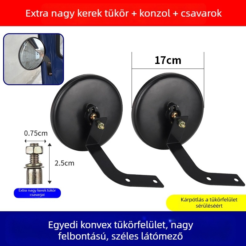 Elektromos tricikli és lakókocsi hátratekintő tükrök készlet — Nagy kör alakú tükör, Kis kör alakú tükör, Konvex tükör, Négykerekes reflektor
