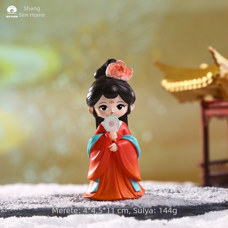Mini műgyanta figurák: tíz szépség, Tang-dinasztia kínai stílusú karikatúra dekorációk