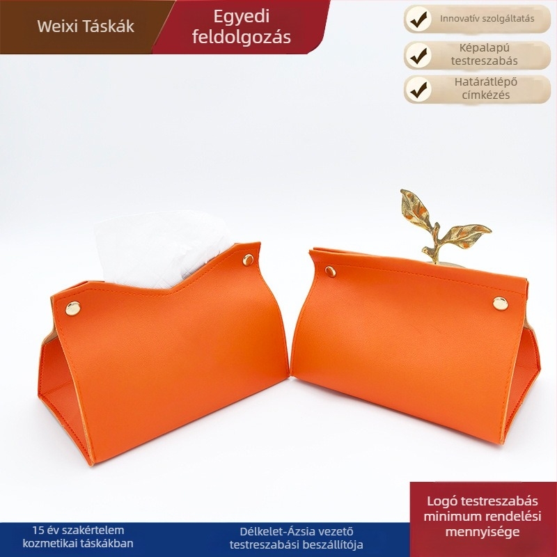 Bőr szalvétadoboz otthonra, étkezéshez és autóba; elegáns, letisztult minimalist dizájn, többszínű