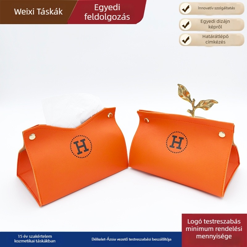 Bőr szalvétadoboz otthonra, étkezéshez és autóba; elegáns, letisztult minimalist dizájn, többszínű