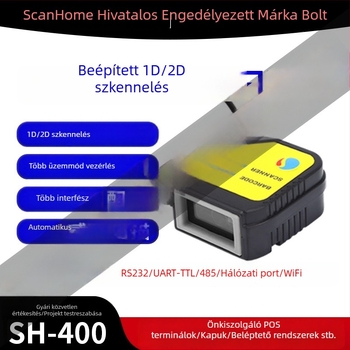 Scanhome SH-400 beépített QR-kódolvasó modul, fix scanner, USB interfész, soros port és Ethernet port, 458