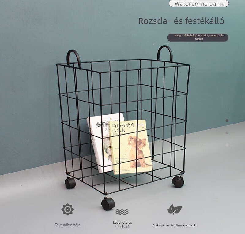 Vasból készült minimalist mosókosár piszkos ruhákhoz