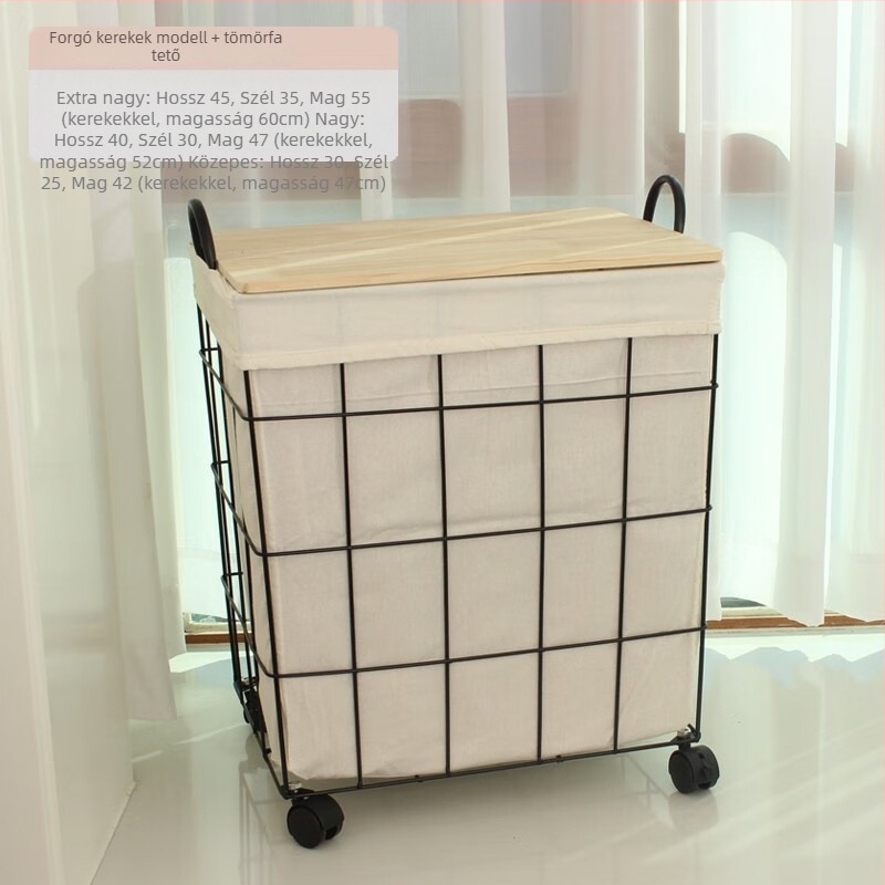 Vasból készült minimalist mosókosár piszkos ruhákhoz