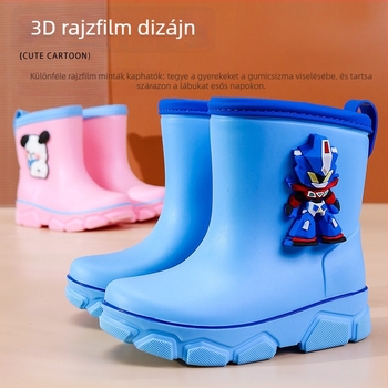 Rajzfilm mintájú gyerek esőcsizma, kopásálló fleece béléses, meleg és csúszásmentes, iskolai vízcipők