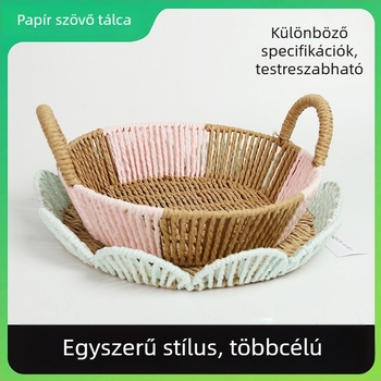 Papír szövésű kézműves tál gyümölcsök, zöldségek és nassolnivalók számára