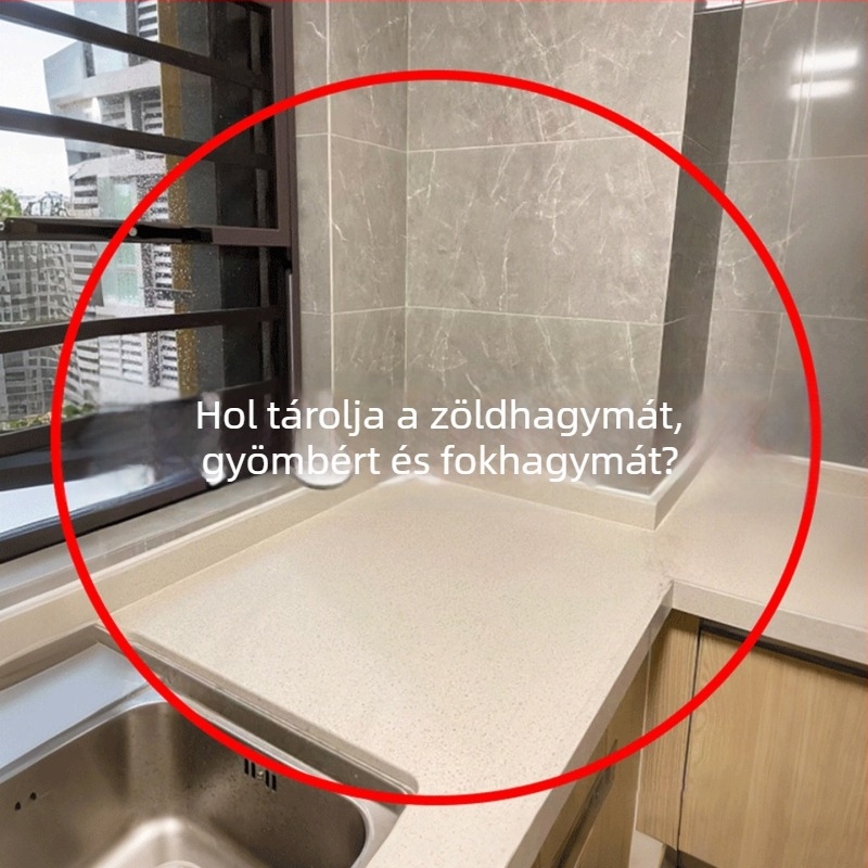 Konyhai falra szerelhető tároló vákuumos rögzítéssel hagyma, gyömbér és fokhagyma számára — fúrás nélkül, multifunkcionális gyümölcs- és zöldségtartó kosár