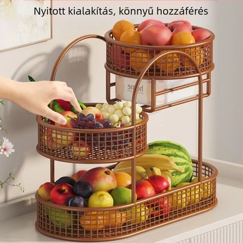 Nappali asztali gyümölcskosár és tárolópolc – minimalist vasból készült gyümölcs- és zöldségtál