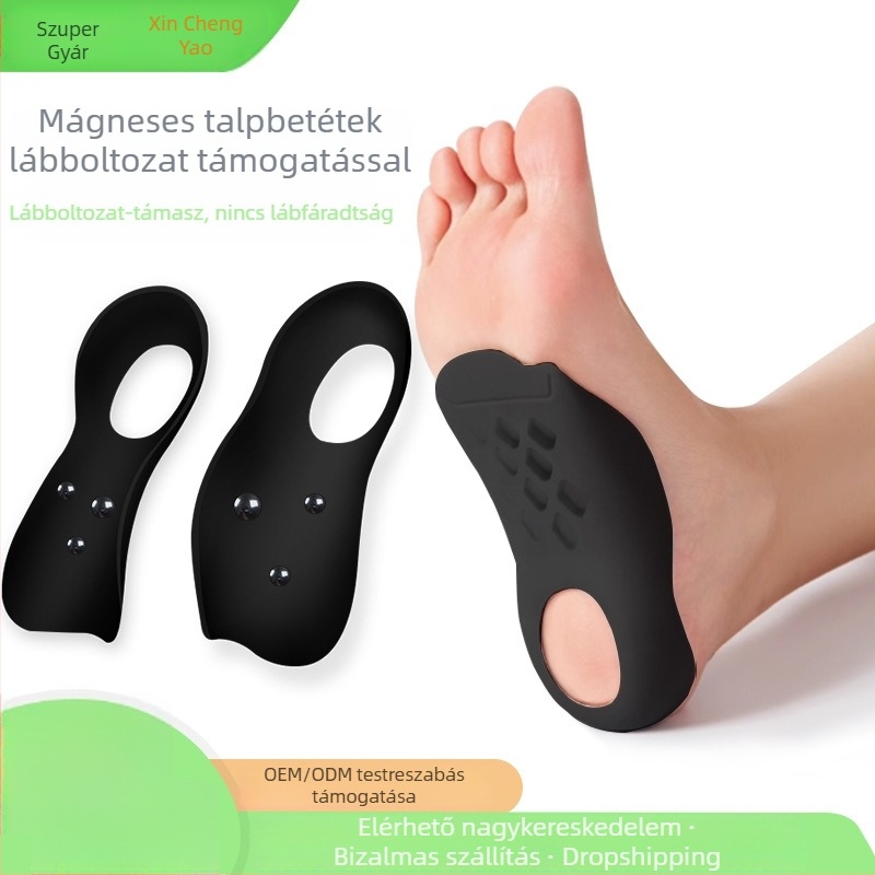 Lapos talpú mágneses masszázs talpbetét boltozat-támogatással, ortopéd félbetét X-típusú lábakhoz