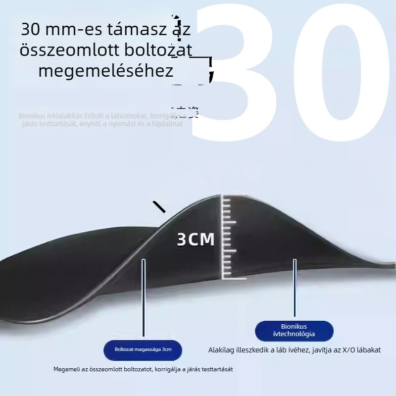 Lapos talpú mágneses masszázs talpbetét boltozat-támogatással, ortopéd félbetét X-típusú lábakhoz