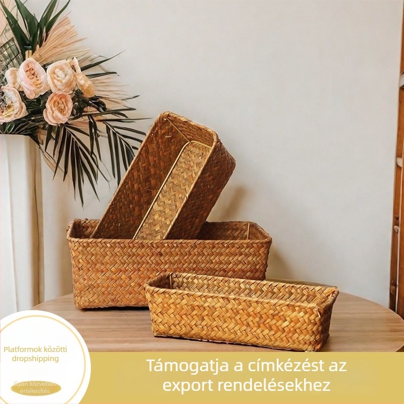 HD025 – Tengeri fűből készített asztali tároló kosár, snack rendező