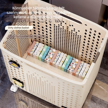 Összecsukható ruhaszennyes kosár kerekekkel, nagy kapacitás, modern minimalist dizájn a fürdőszobába