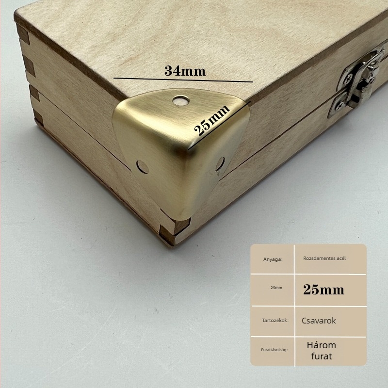 25x25 mm rozsdamentes acél sarokvédő dobozokhoz – sarokalkatrész kézműves és kozmetikai dobozokhoz