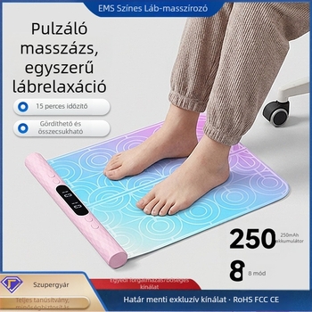 EMS talpmasszírozó színes párnával, mikroárammal, újratölthető, hordozható pulzáló talpmasszírozó