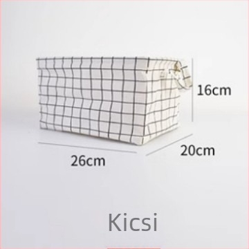 Textil tároló doboz, összecsukható, mosható, nagy kapacitású, kötőszalaggal záródó tárolókosár, pamut és vászon anyagból, minimalist dizájn