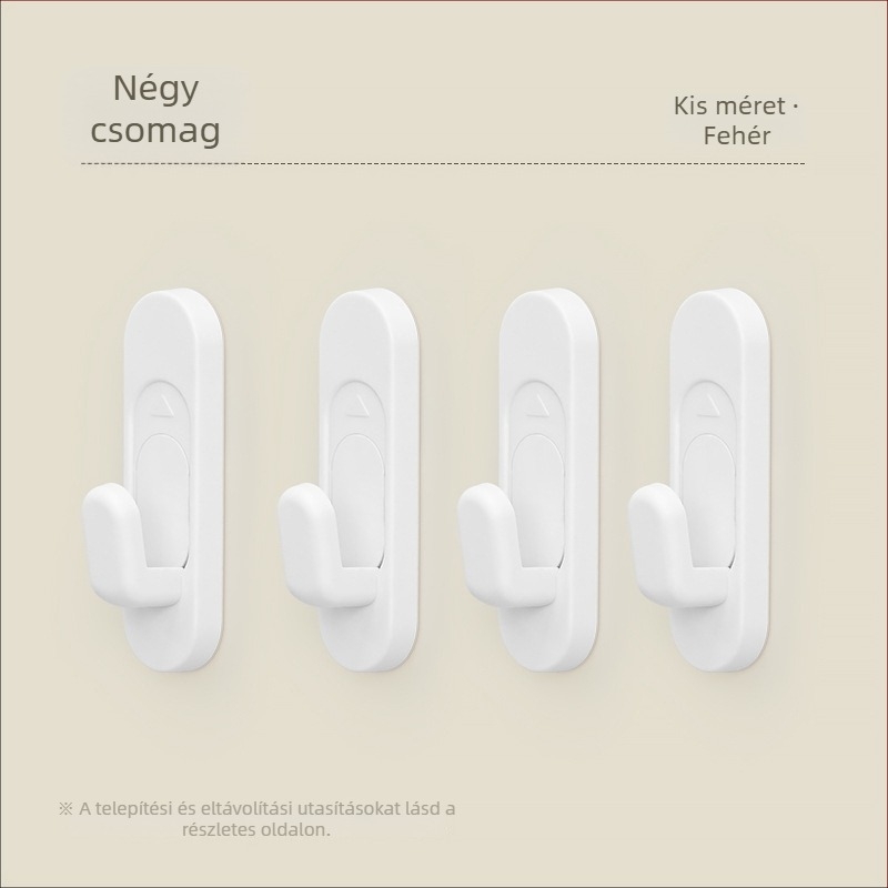 Latex-falra ragasztós kampó fúrás nélkül, ajtókhoz is, 2 darabos készlet, teherbírás max. 2 kg