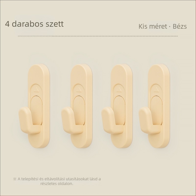 Latex-falra ragasztós kampó fúrás nélkül, ajtókhoz is, 2 darabos készlet, teherbírás max. 2 kg
