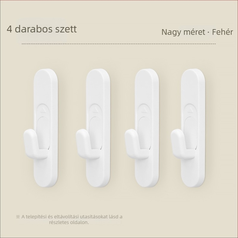 Latex-falra ragasztós kampó fúrás nélkül, ajtókhoz is, 2 darabos készlet, teherbírás max. 2 kg