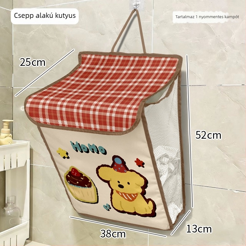 Falihoz szerelhető összecsukható szennyeskosár, nemszőtt anyagból, diákszállások és fürdőszobák számára