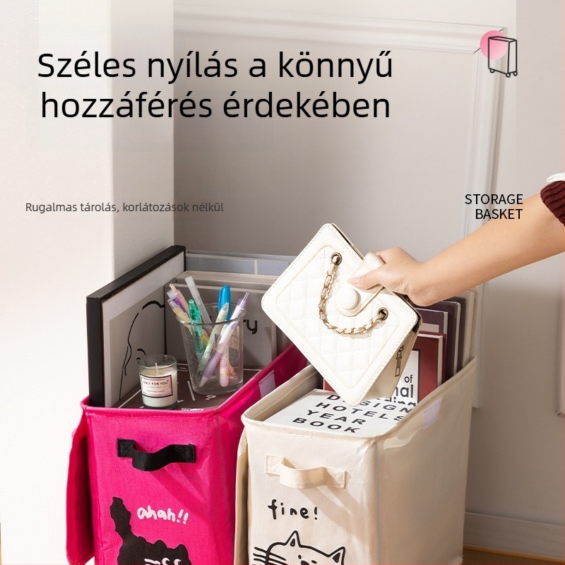 Oxford anyagból készült, extra nagy összecsukható tárolókosár görgőkkel