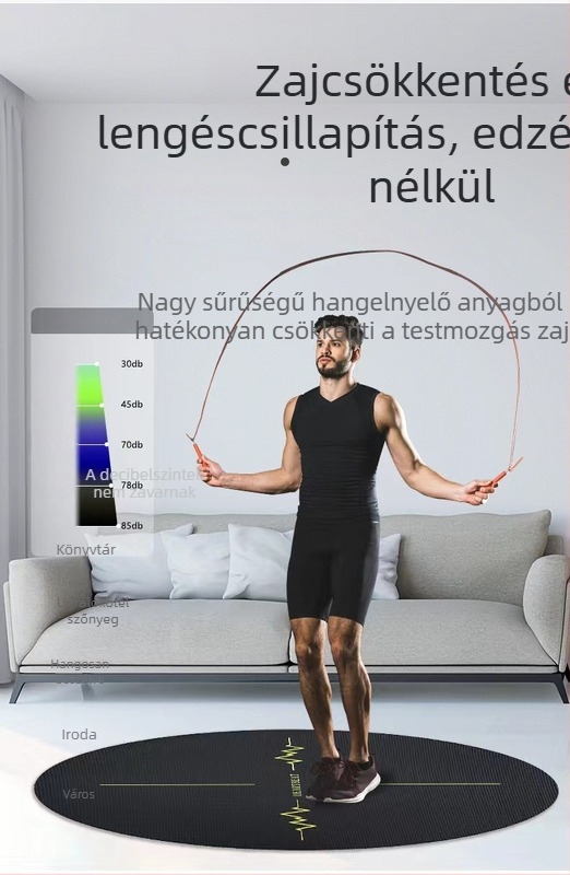 Kerek antivibrációs alátét ugrókötélhez és beltéri edzéshez, párnázott, csendes, hangszigetelt, ütéscsillapító, vastag jóga matrac
