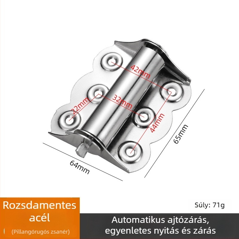 Rozsdamentes acél rugós zsanér automatikus visszatérő funkcióval – kompakt mini zsanér szekrényajtókhoz