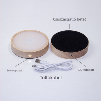 Kör alakú LED-es tömörfa alap borospalack kiállításához, vezeték nélküli DIY éjszakai fény, kristály lábazat