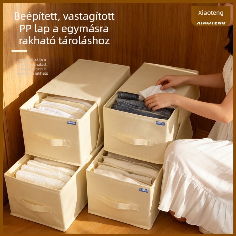 Új stílusú rekeszes tároló doboz fiókos ruhásszekrényhez, ruhák és nadrágok tárolására, textilből készült fehérnemű és ruházat szervező