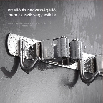 Rozsdamentes acél mopklip falra szerelhető, fúrás nélküli tartó