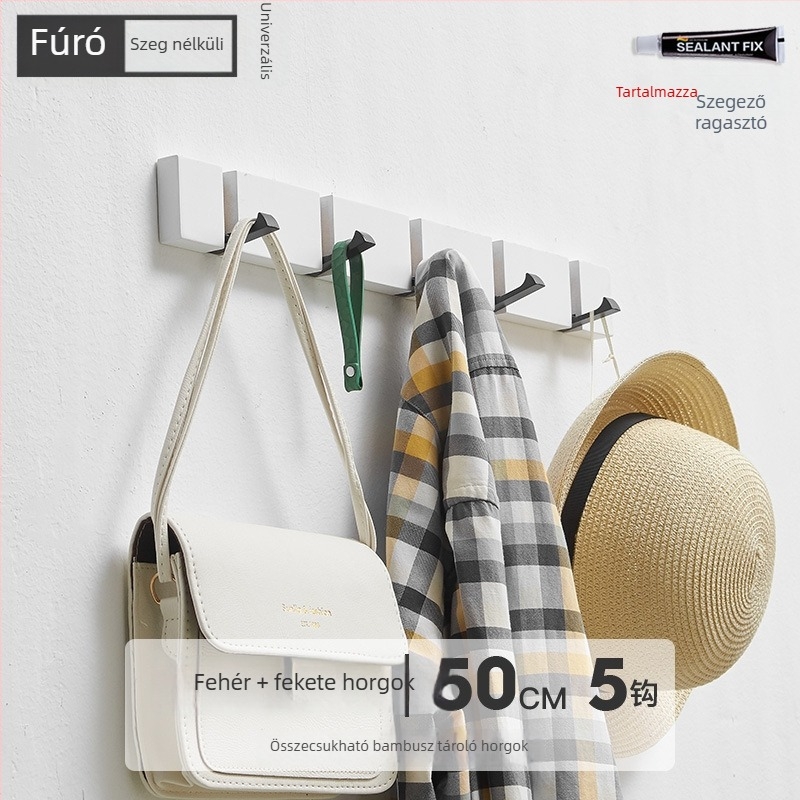 Fúrásmentes, láthatatlan ruhakampó, falra szerelhető, több soros fogas konyhába, fürdőszobába és nappaliba