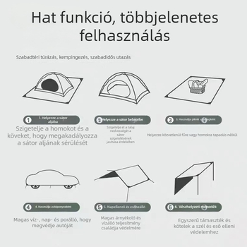 Sátor- és kemping talajtakaró, vastagított nedvességálló és kopásálló, piknikhez