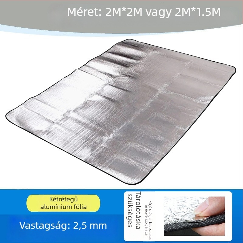 Nedvességálló, vastag sátormatrac, hordozható, kétoldalas alumínium fóliás EVA matrac kempingezéshez, strandhoz és piknikhez