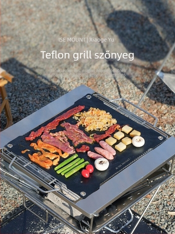 ISE MOUNT Kültéri grill-matrac magas hőmérsékletnek ellenálló, tapadásmentes Teflon bevonat, összecsukható, üvegszálas piknik matrac