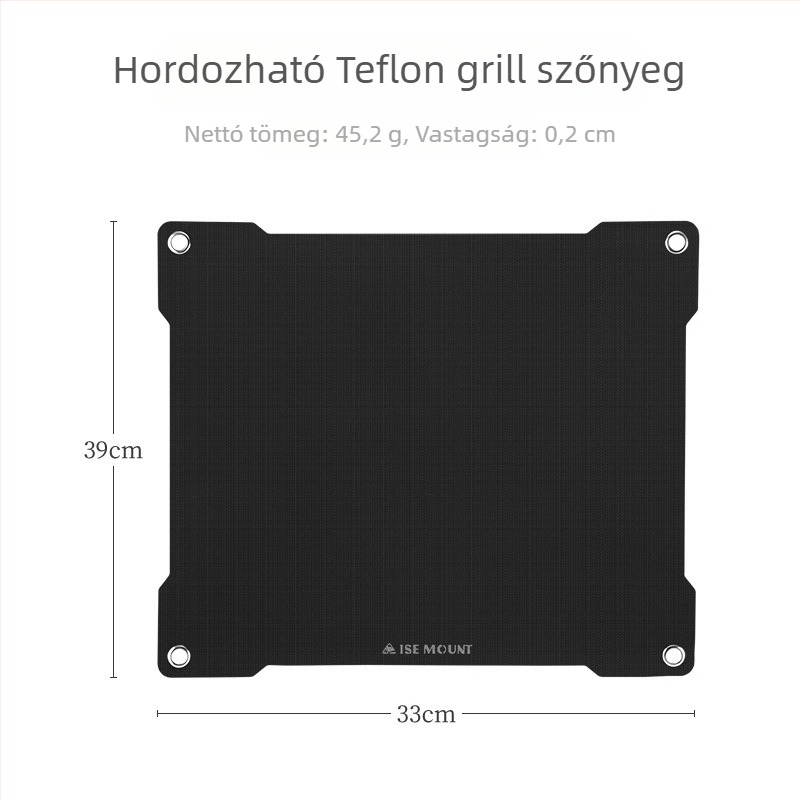 ISE MOUNT Kültéri grill-matrac magas hőmérsékletnek ellenálló, tapadásmentes Teflon bevonat, összecsukható, üvegszálas piknik matrac