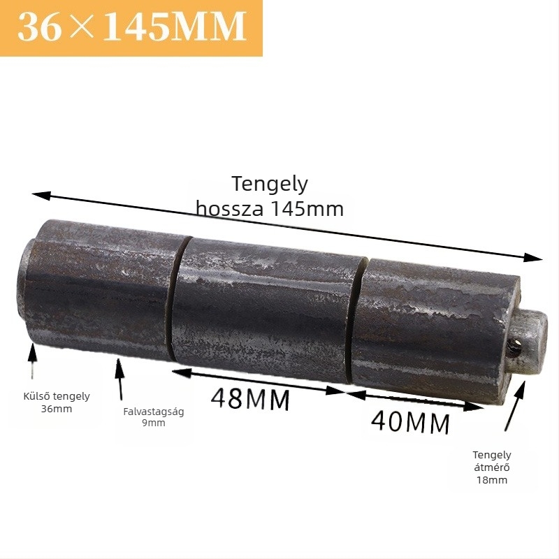 Hegesztett vas ajtó tengely, háromrészes pánt, hengeres pánt, méret 16×105