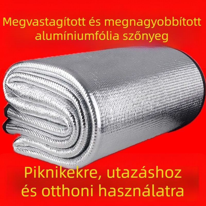 Kétoldalas alumíniumfóliás nedvességálló matrac, hordozható, vastagabb kempingezéshez, piknikhez és kollégiumi szobához