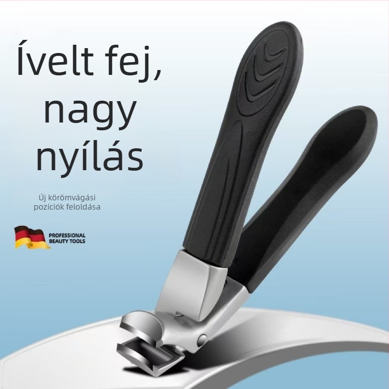 Ívelt, rugós körömvágó rozsdamentes acélból, nagy nyílású, kényelmes fogás, manikűrhöz és pedikűrhöz