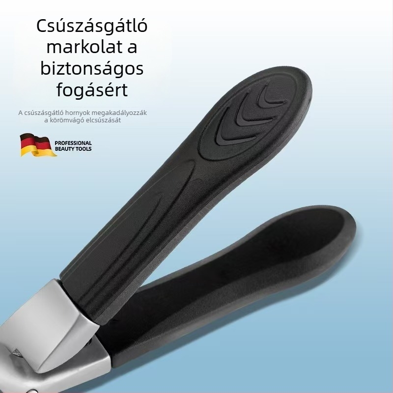 Ívelt, rugós körömvágó rozsdamentes acélból, nagy nyílású, kényelmes fogás, manikűrhöz és pedikűrhöz