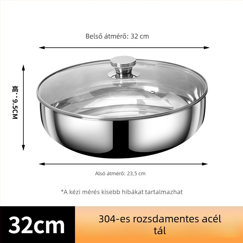 304 élelmiszer-minőségű extrán vastag rozsdamentes acél konyhai tál fedővel, tapadásmentes felülettel, zöldségek mosására, otthoni használatra