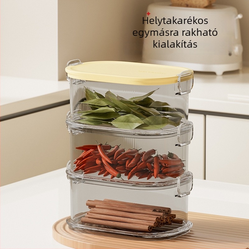 Konyhai műanyag fűszer-tároló edény, lezárt tartó bors és csillagánizs számára, élelmiszer-minőségű száraz összetevőkhöz