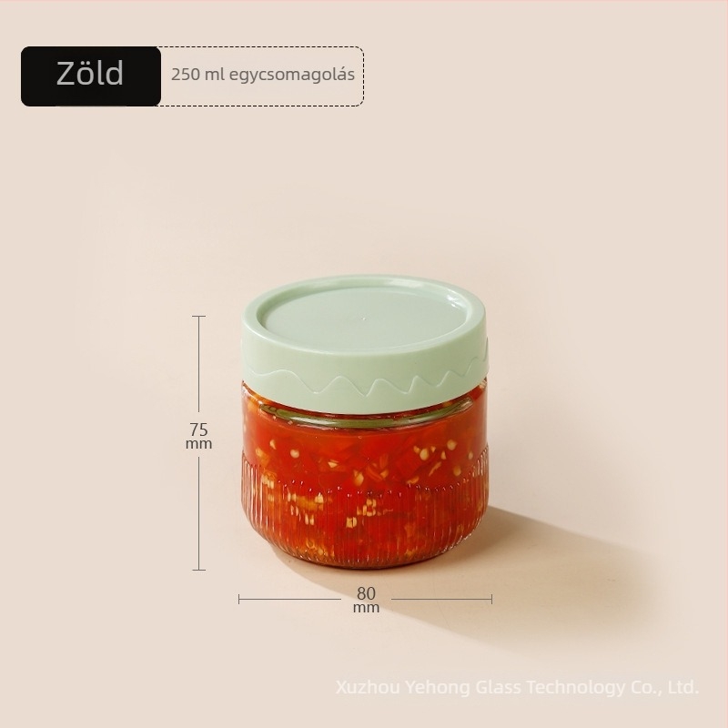 Konyhai üveg zárható tárolóedény tea és nassolnivalók számára, átlátszó, egyszerűen egymásra rakható, kerek alakú