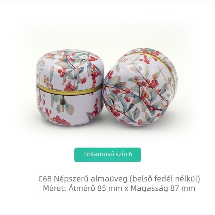 Almához formázott fémdoboz, kis teásdoboz, gyertyaüveg, aromaterápiás doboz, teajándékcsomagolás