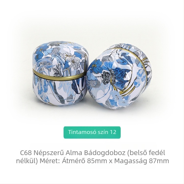 Almához formázott fémdoboz, kis teásdoboz, gyertyaüveg, aromaterápiás doboz, teajándékcsomagolás