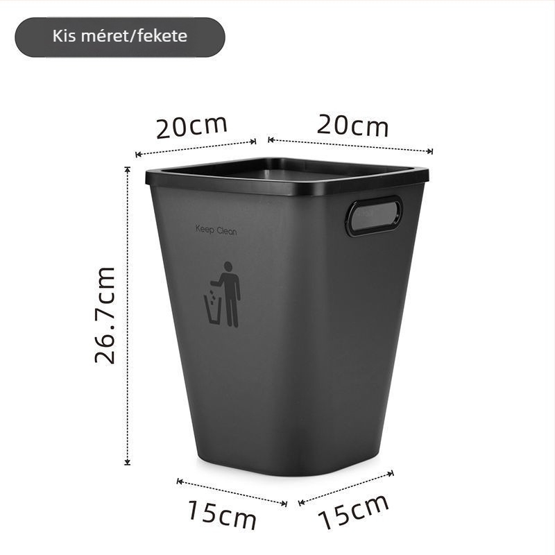 Nagy méretű háztartási szemetes kollégiumi szobába, nappaliba, hálószobába, konyhába, fürdőszobába és WC-be, matt felületű fedéllel és nyomógyűrűs zárszerkezettel