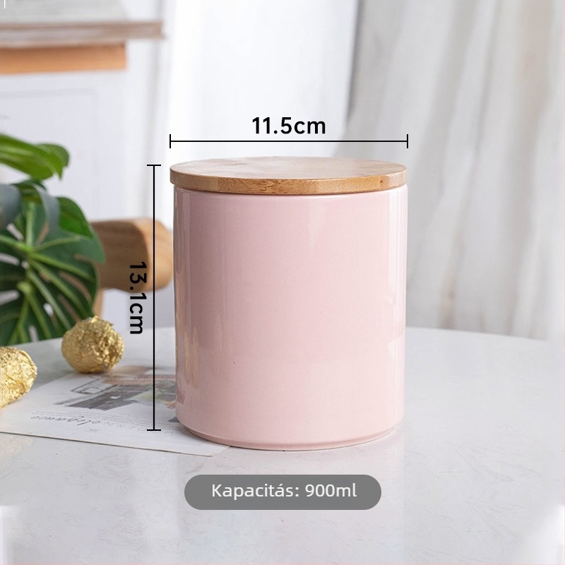 Porcelán ételtároló edény, légmentesen záródó — egyszínű kerámia tároló zabhoz, kávébabhoz és mézhez — konyhai kisüveg