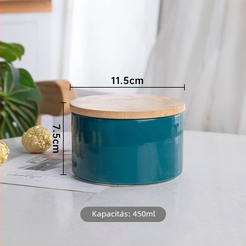 Porcelán ételtároló edény, légmentesen záródó — egyszínű kerámia tároló zabhoz, kávébabhoz és mézhez — konyhai kisüveg